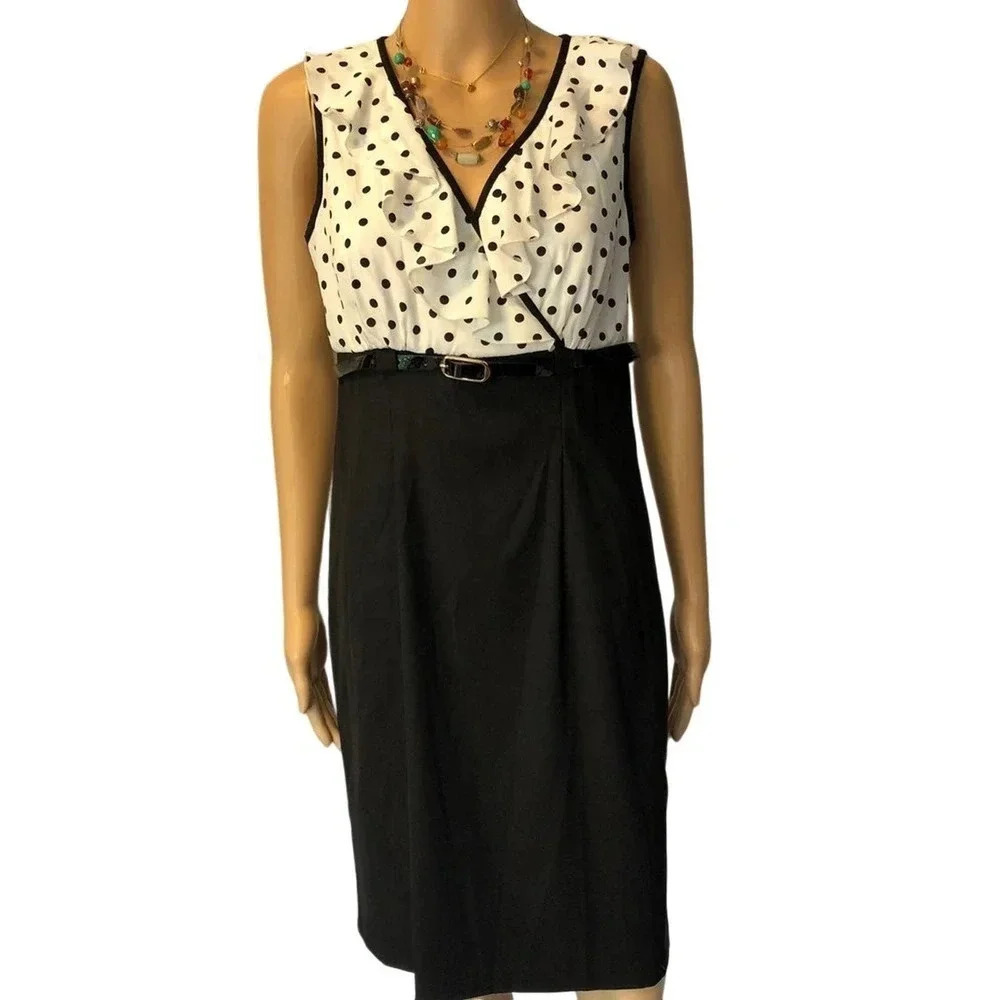 Alyx Black White Poker dots Women V neck dress size S/4